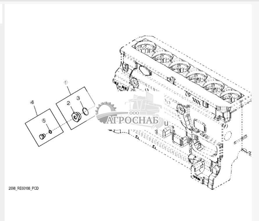 2698 Фитинги нагревателя охлаждающей жидкости двигателя 